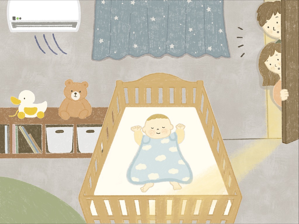 赤ちゃんがぐっすり眠るイラスト