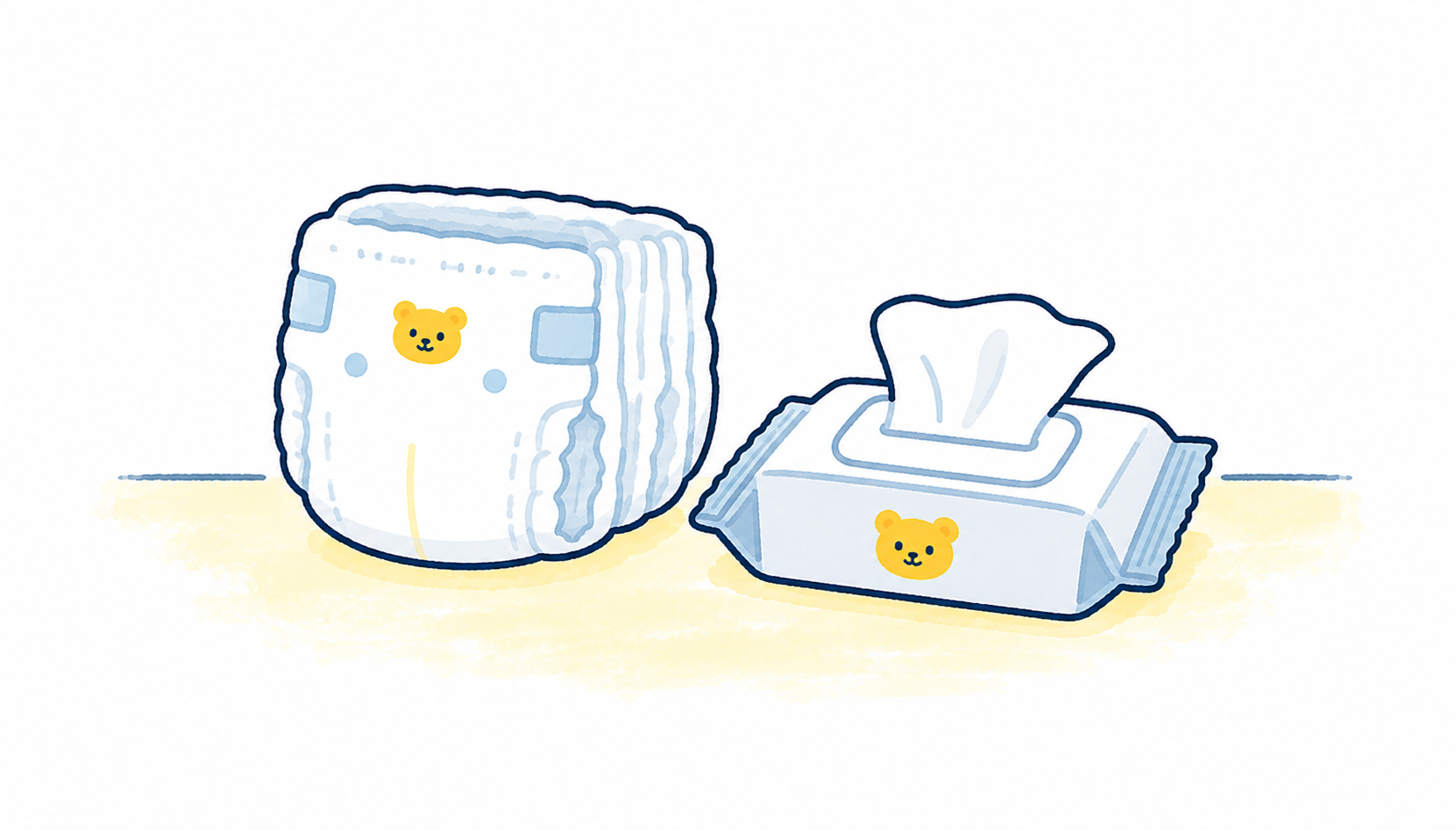 おむつとおしりふきのイラスト