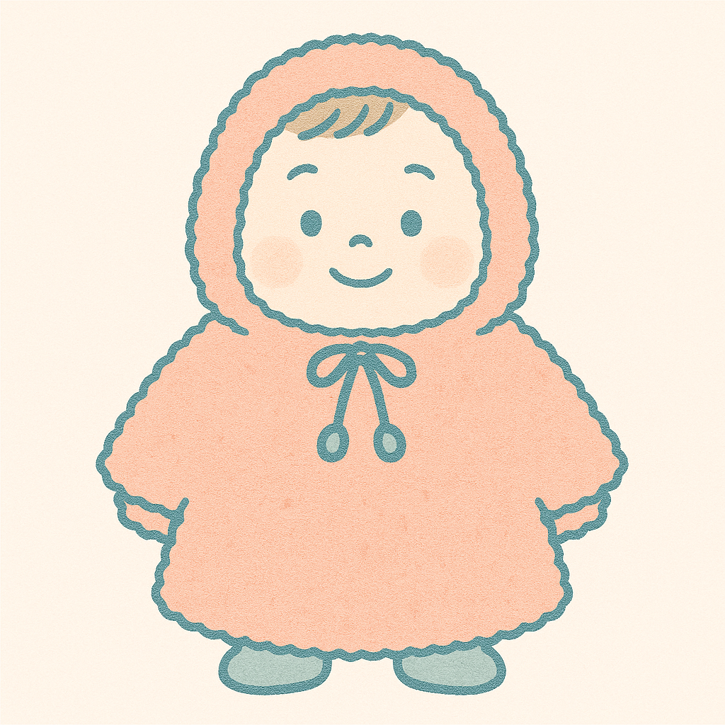 ポンチョを着た赤ちゃんのイラスト